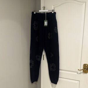 Black Floral-Print Sweatpants